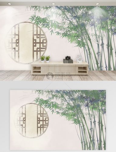 中国风古风古色竹林背景墙