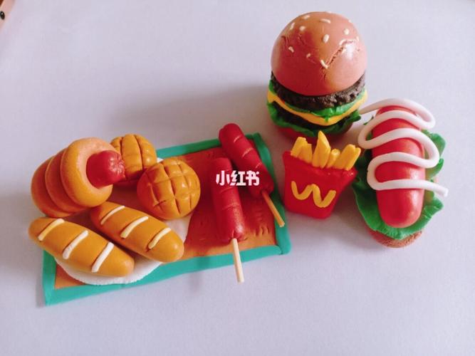 薯条#面包#饼干_汉堡_面包_饼干_薯条_粘土_超轻粘土_兴趣爱好_手工