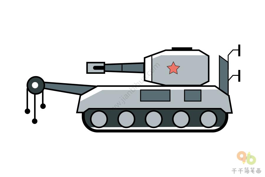 扫雷坦克简笔画_小小军事迷简笔画