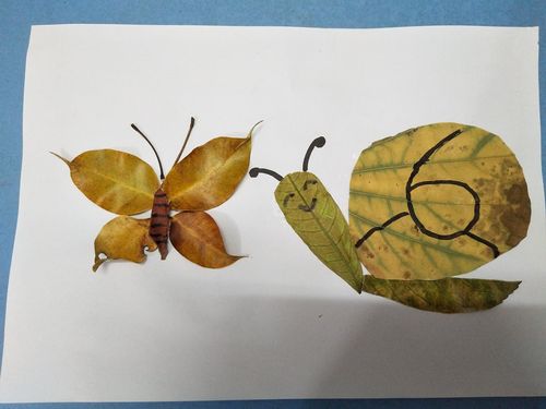 美丽的秋天――创意树叶贴画