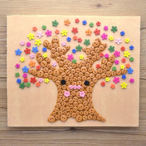 创意diy纽扣画扣子画材料包手工自制装饰画亲子情侣贴画大树