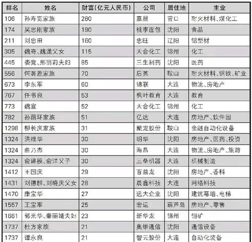 辽宁的企业家荣登富豪榜,嘉晨集团孙寿宽家族以280亿财富成为辽宁首富