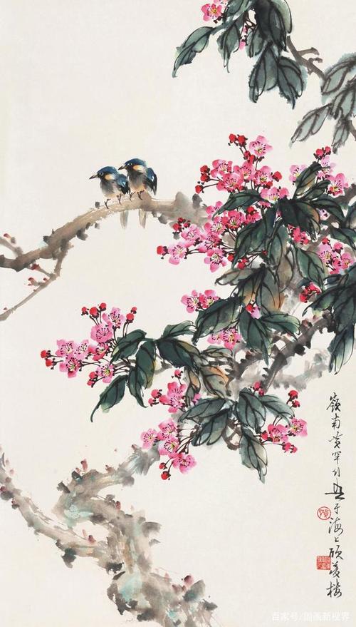 国画里的海棠花,美极了!