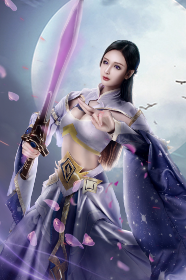 模特陈树cos王者荣耀露娜 神还原紫霞仙子