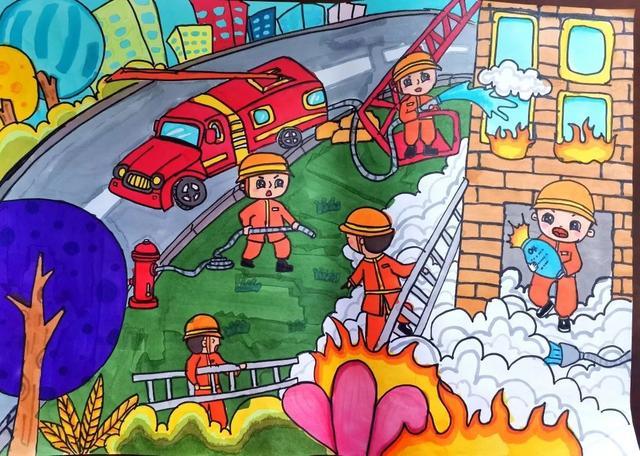 伊宁市第十五小学五年级六班 学生姓名:付晓萱  作品名称:《消防安全
