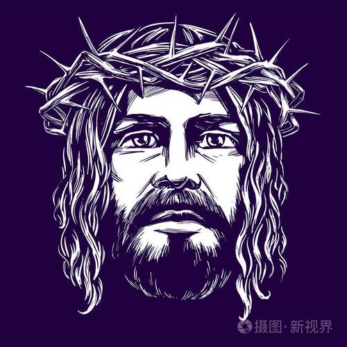 耶稣基督, 神的儿子, 基督教的象征手绘矢量插画素描