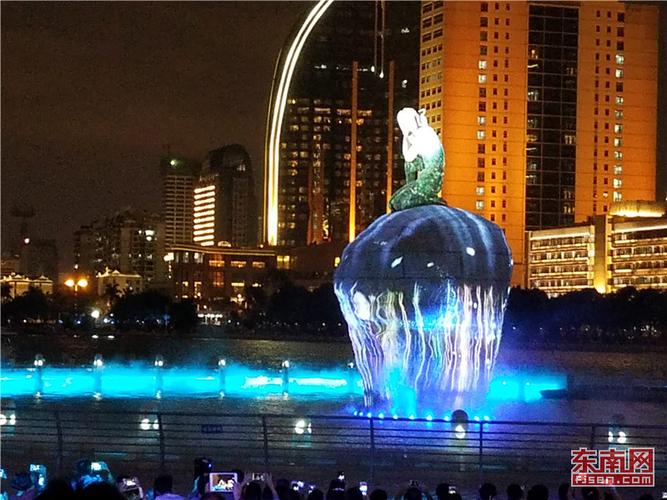 厦门白鹭洲公园女神广场灯光秀自"十一"起对外开放
