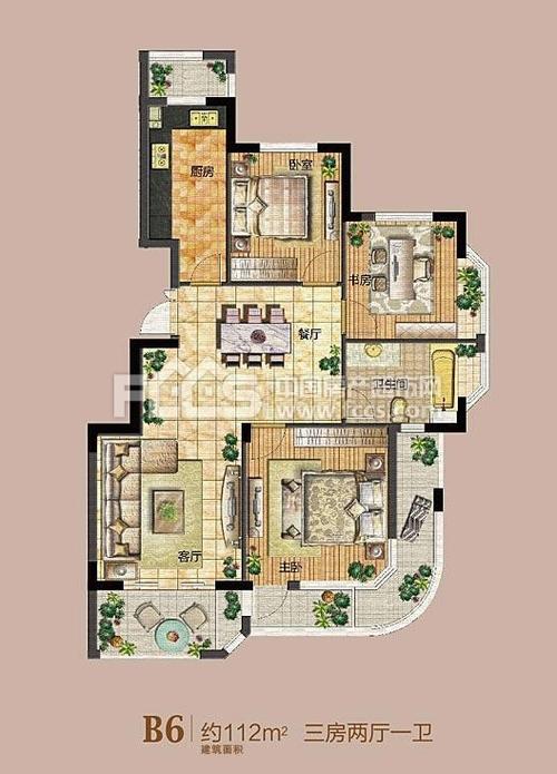 楼盘大全 新昌 尚品国际  户型编号: b6  楼型用途: 高层-普通住宅/平