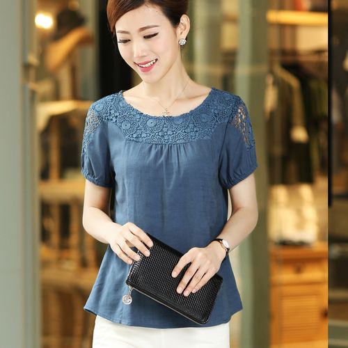 中年妈妈装夏装短袖上衣半袖t恤唯品会特卖女装清仓京东30岁40-50