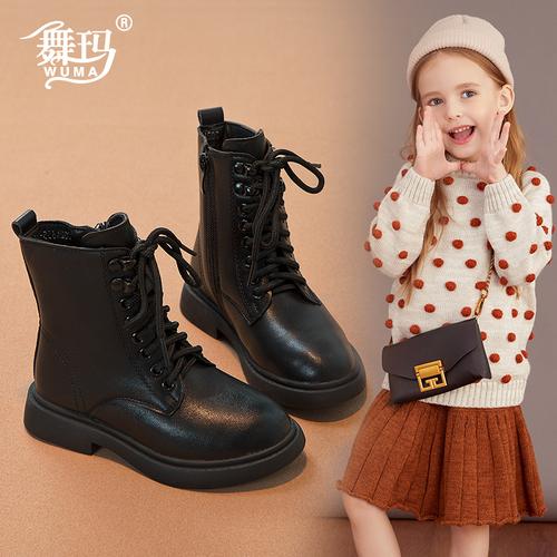 女童马丁靴2021秋季新款小学生单靴时尚百搭儿童靴子网红女孩皮靴