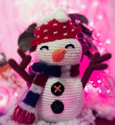 没有见过雪却玩起了雪人毛线钩针编织雪人附教程