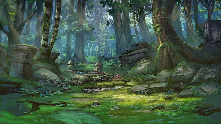 收藏 起步,找了一张以前在长白山拍的原始森林照片做背景 收藏 画出