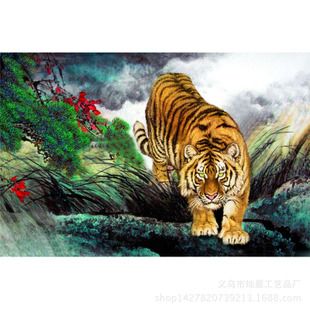 diy钻石画 老虎下山 魔方圆满钻绣 客厅装饰 图片定做量大从优