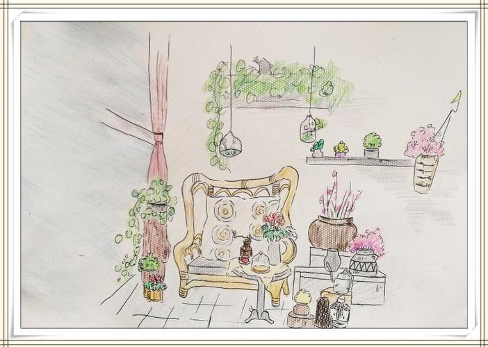 彩铅画我眼中的阳台