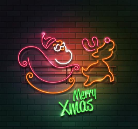创意圣诞老人霓虹灯矢量素材
