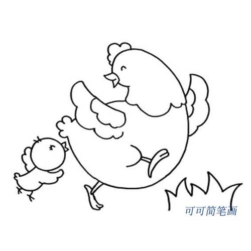 表情 鸡妈妈与小鸡简笔画图片 简笔画小鸡 儿童简笔画图片大全 表情鸡