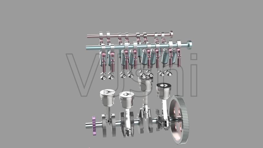 三维气门传动组拆解动画演示