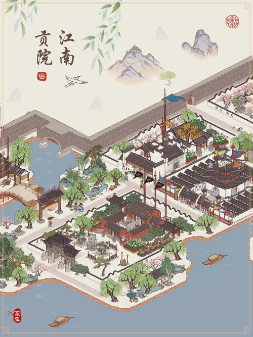 贡院布局|市政大街|州府客栈|江南百景图_建筑_桃花_江南百景图_客栈