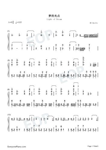 梦的光点-神兵小将op双手简谱预览1