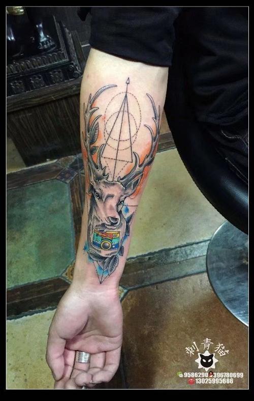 麋鹿纹身,#广西北海纹身##刺青猫纹身