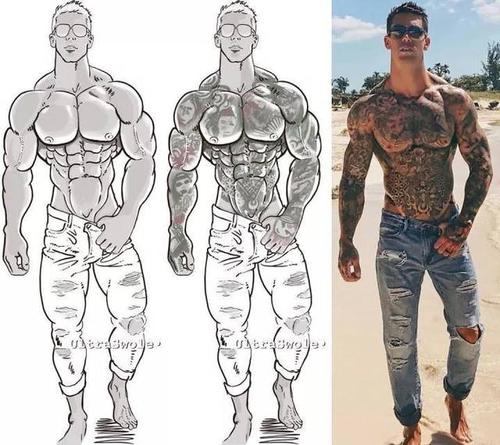 当肌肉男被画成漫画肌肉男,这也太帅了吧!