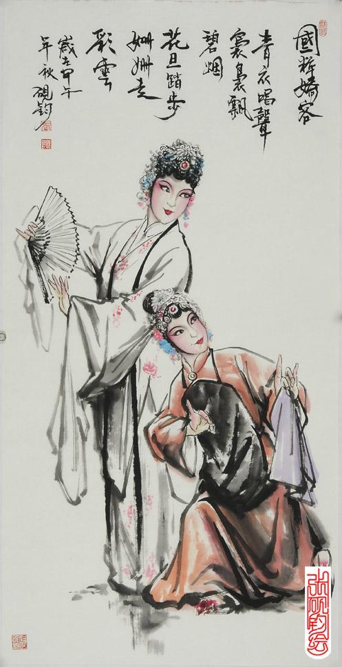 张砚钧先生精彩的水墨人物作品系列中的京剧人物,张先生的水墨人物画