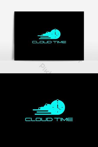 cloud time logo vector graphic element