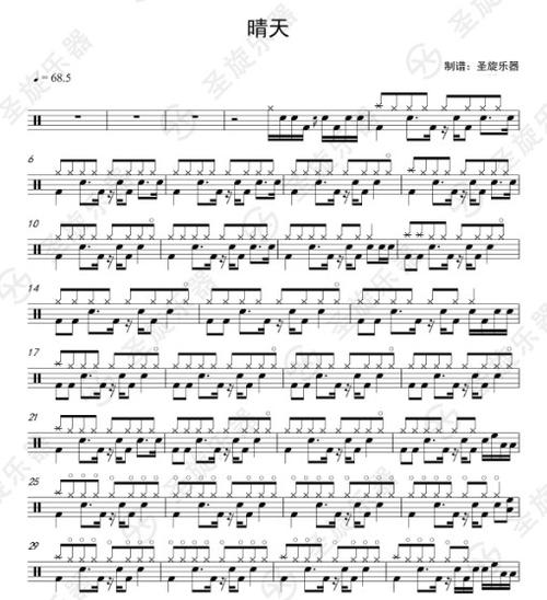 周杰伦晴天稍微简化版架子鼓爵士鼓鼓谱