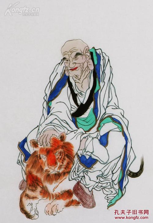 宁夏书画院院长,中国美术家协会会员《周一新》 十八罗汉 手卷 人物