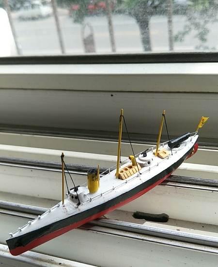 成品,店主自制北洋水师福龙号鱼雷艇木质材料模型