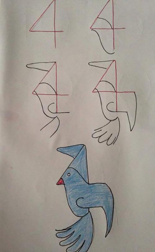 3=小灰兔,5=袋鼠,寥寥几笔,用数字画出可爱的小动物