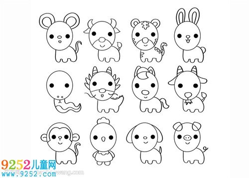 小老鼠简笔画,十二生肖简笔画教程