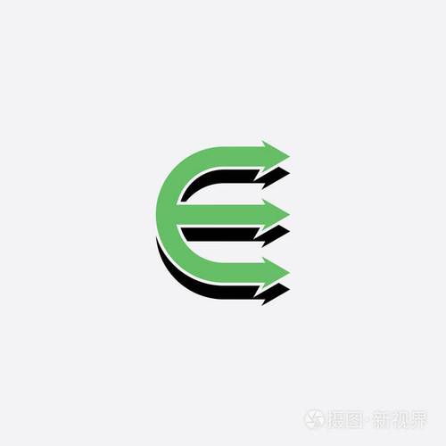 字母e绿色图标箭头符号
