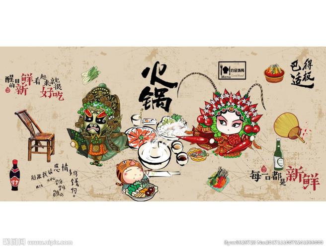 工装餐厅火锅店背景墙图片