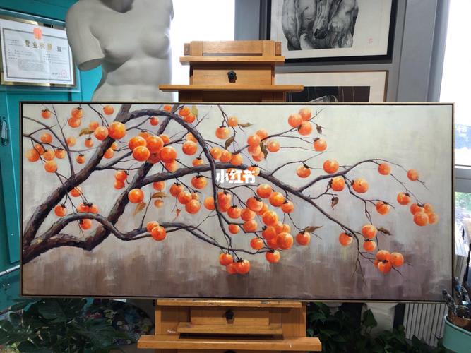 油画定制160*70cm,"柿柿如意" 作品_绘画_如意_油画_七彩绘画艺术