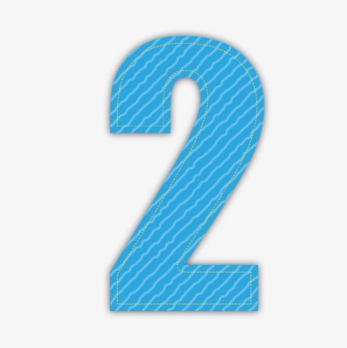 卡通手绘蓝色的数字2