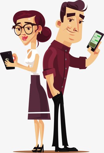 两个各自看手机的人