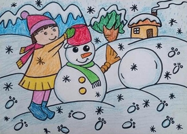 冬天的画儿童画手抄报 冬天的手抄报