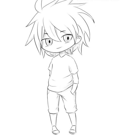 简笔画教程|96615个步骤画一个动漫男孩_动漫_简笔画_画作_彩绘