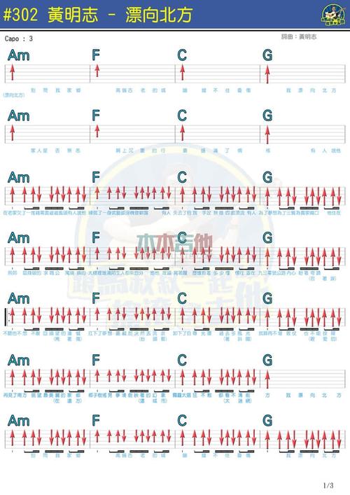 王力宏《飘向北方(马叔叔)》吉他谱