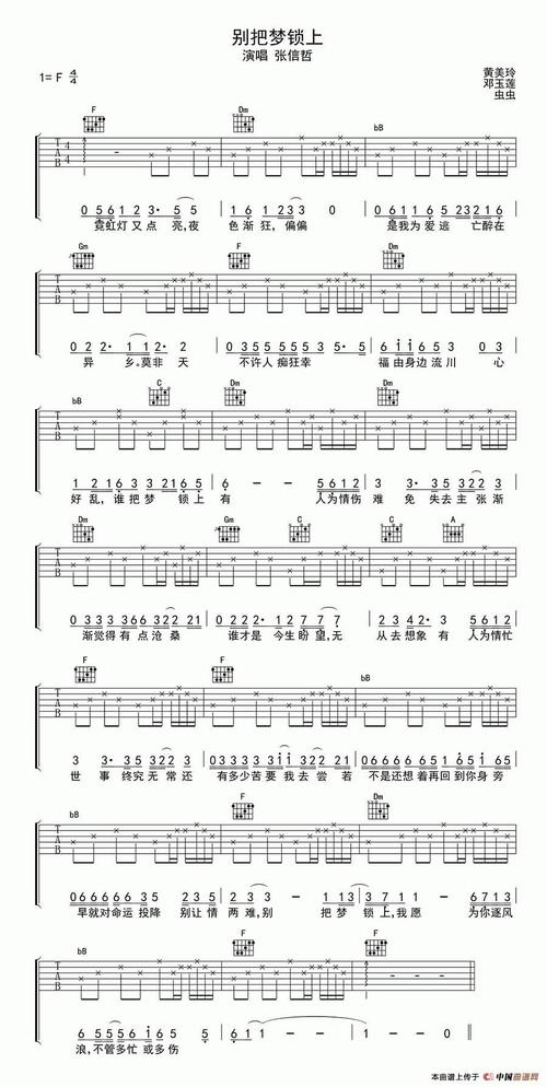 张信哲《别把梦锁上》吉他谱