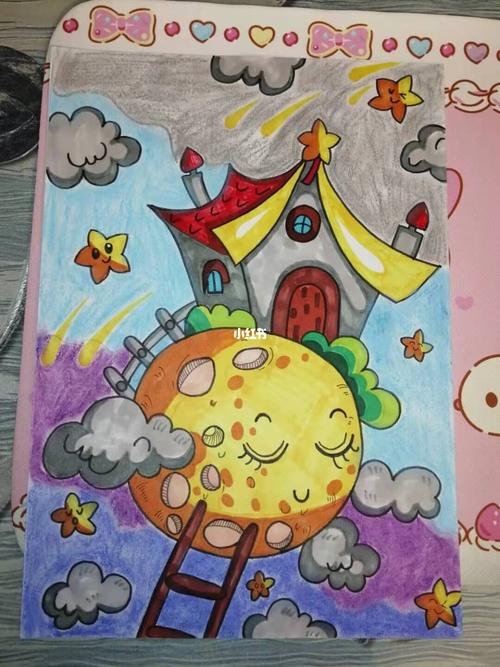 临摹画:月亮上的房子_绘画_文化_绘画