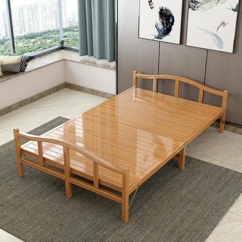 苏宁严选oloey竹床折叠床双人单人简易午休午睡床家用