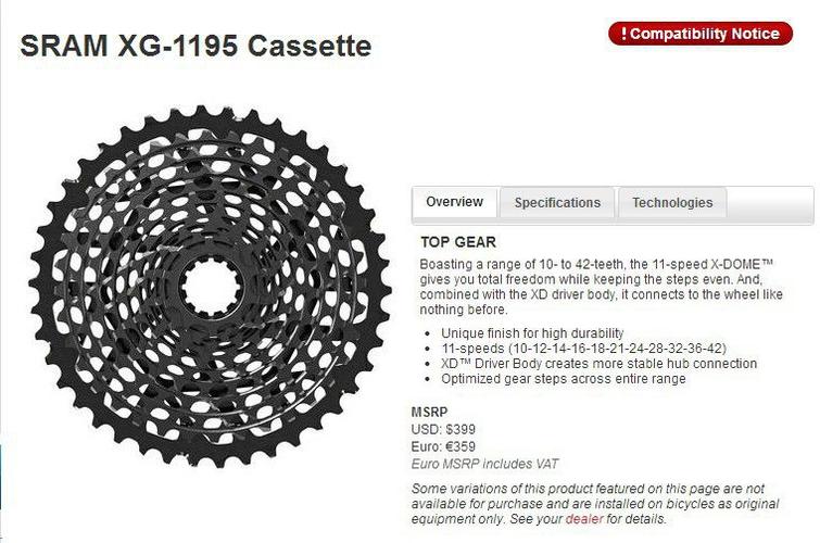 sram xg-1195 cassette x01 山地飞轮 11s 10-42 正品行货盒装