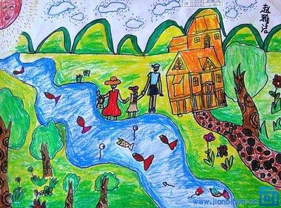 简笔画家乡美如画