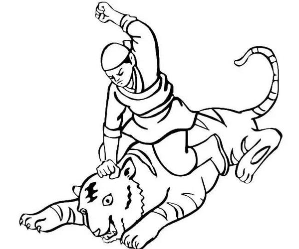 喝了酒的武松本来爱发酒疯,这下子酒劲没发先被吓到了, 只能拿着自己