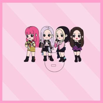 blackpink卡通图片四人,blackpink卡通手绘Q版 礼姿 blackpink新款五周年同款真人卡通立牌lisa 妮妮站牌周边桌面