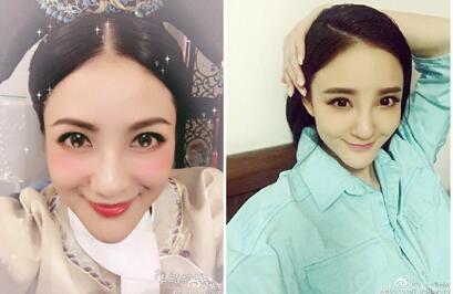 胡可用美颜相机大头贴玩穿越 古装与动漫傻傻分不清楚