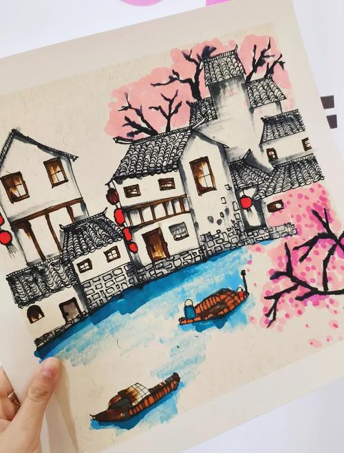 2 探索江南民居的建筑特色,感受白墙青瓦的韵味,激发孩子们的创作