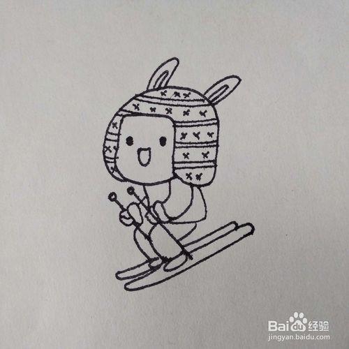 怎么画二十四节气中最后的大寒滑雪场景简笔画